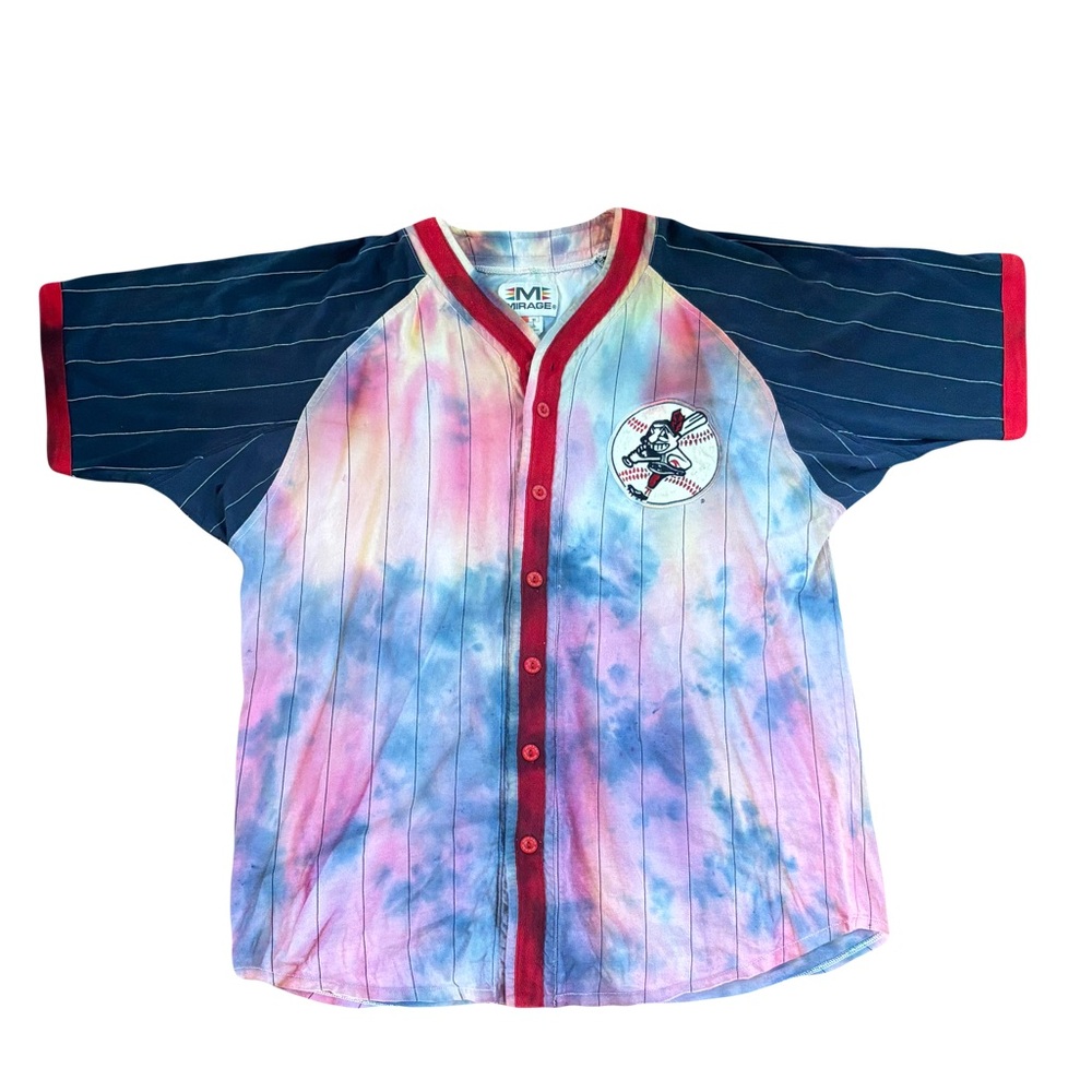 Vintage late 70’s to 80’s Cleveland Indians Mirage Jersey Size M Custom Tye Dye